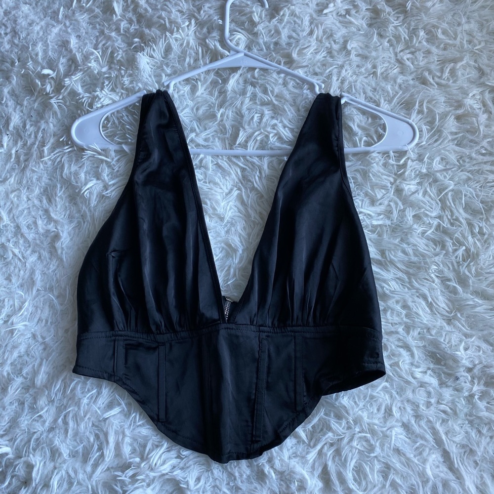 Misguided zip corset crop top